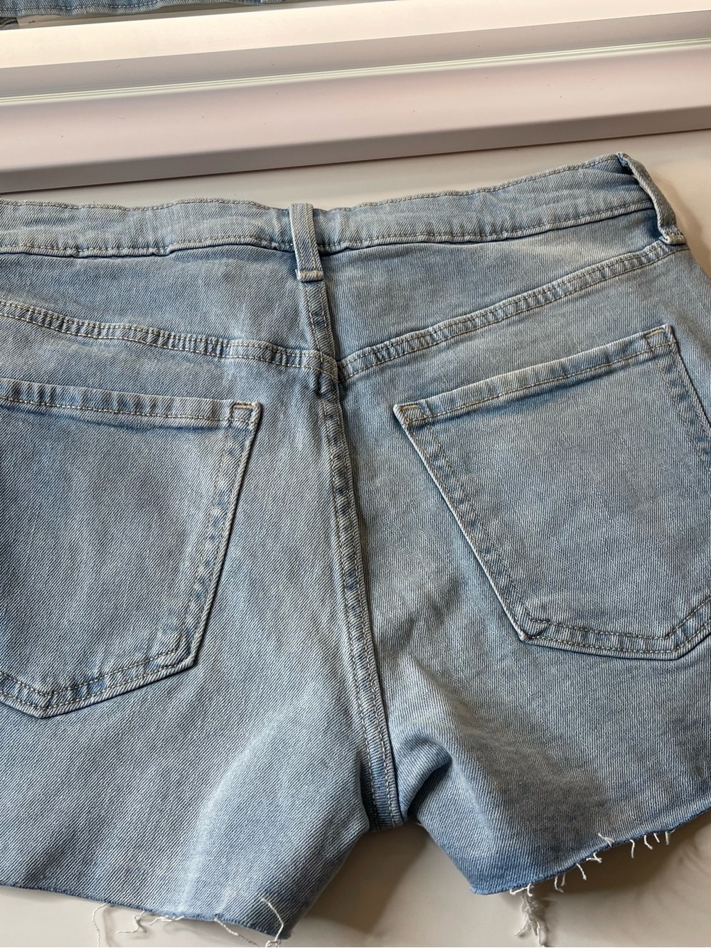 2 Old Navy OG straight Jean shorts, Dark Blue and Light Blue Wash - Picture 3 of 5